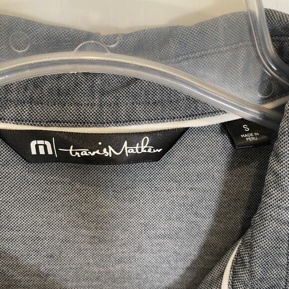 Travis Mathew Oceanside Heather Polo Shirt Golf Black Pima Cotton S - Picture 3 of 5